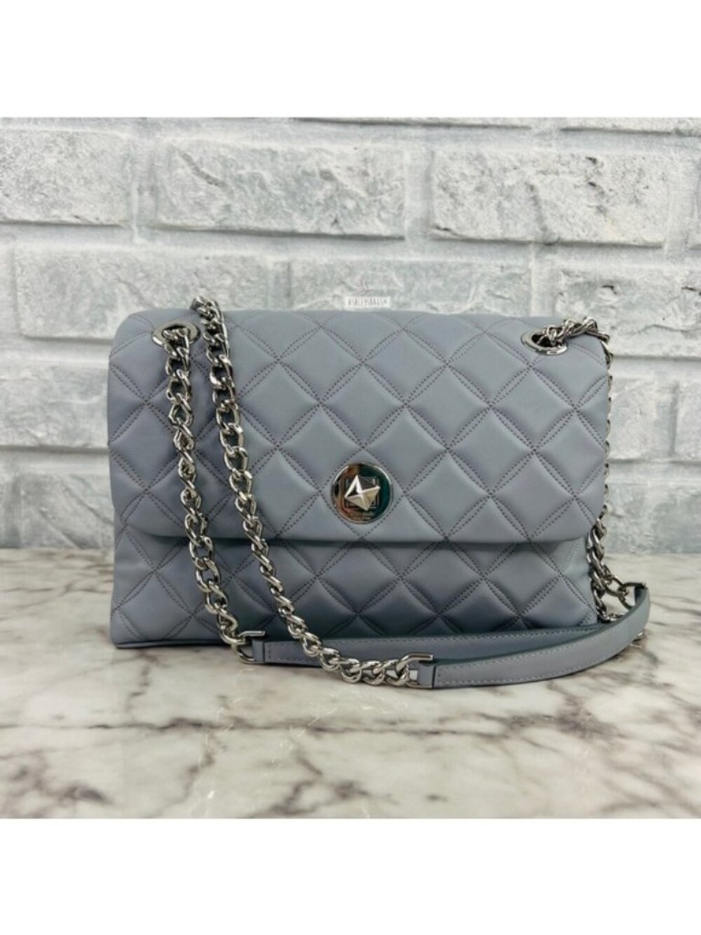 Kate Spade Natalia Quilted Leather Medium Flap Crossbody In Brushed Steel